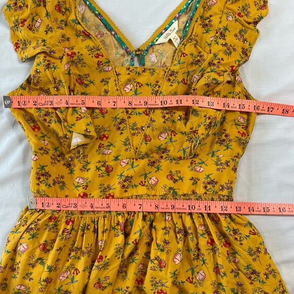 Matilda Jane Women's Small Fantasy Fancy Fairy Whimsical Yellow Floral Dress - Picture 5 of 6